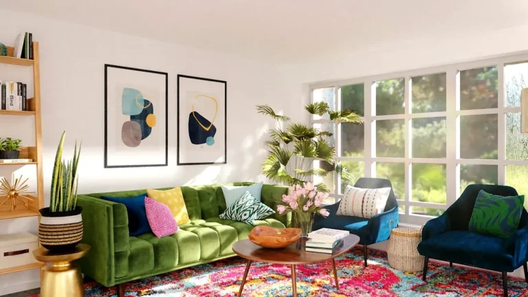 green sofa chair near brown wooden table