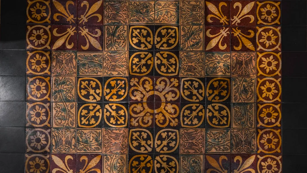 Ornate patterned tiles on a floor