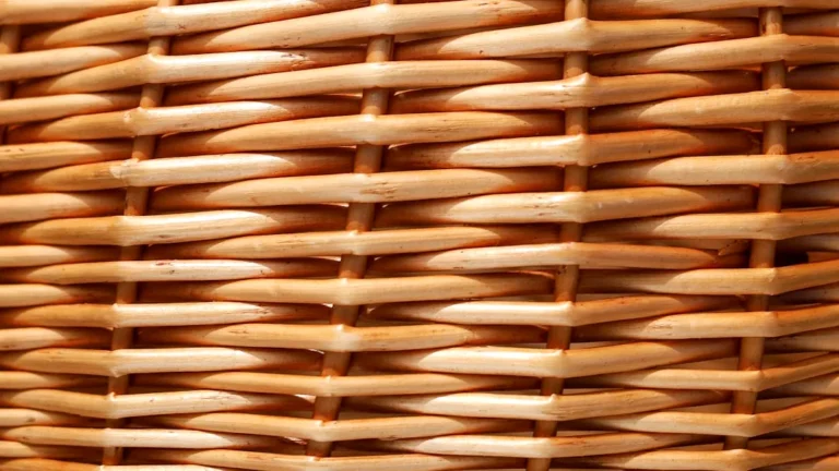 Close-up of woven wicker basket texture